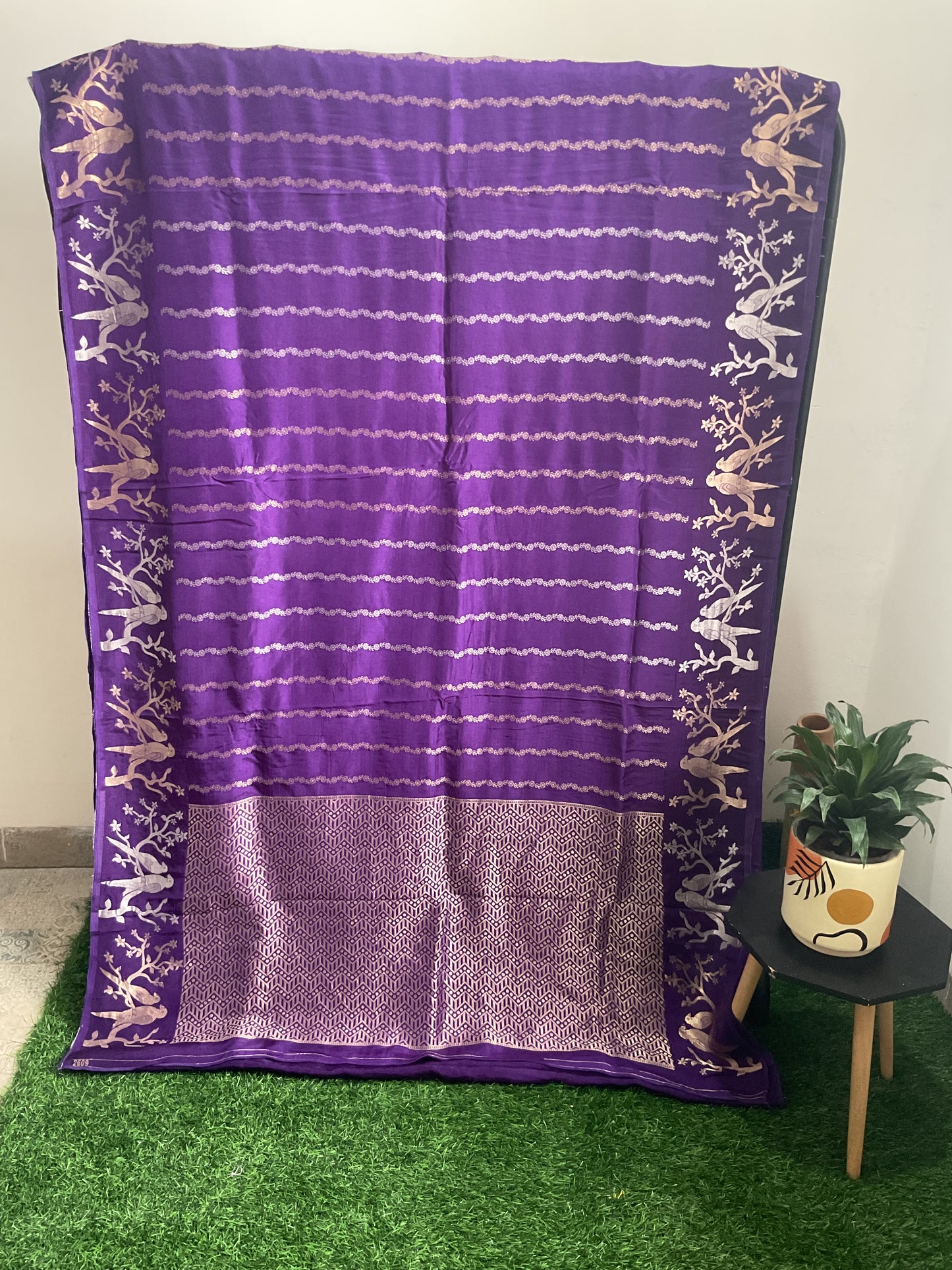 Purple Dola silk fancy saree
