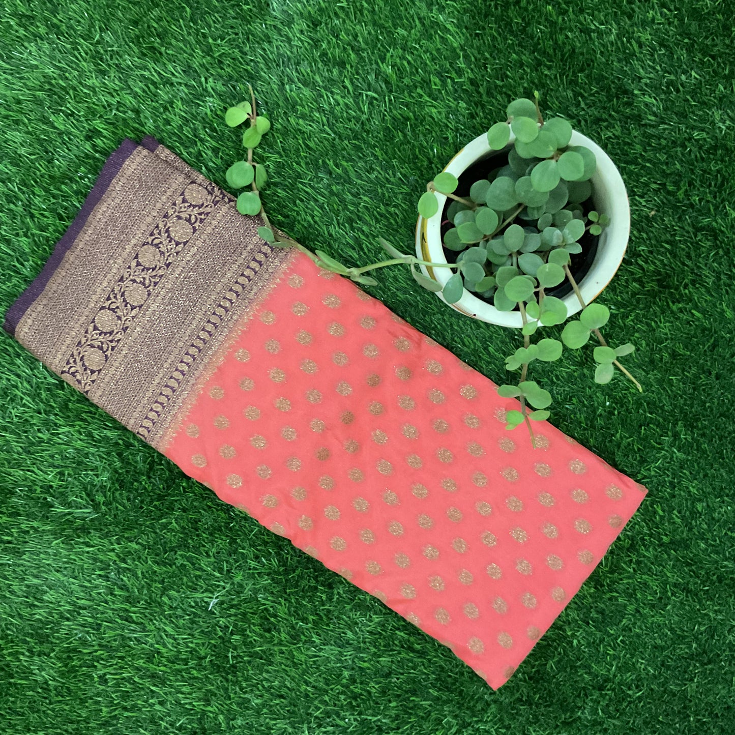 Onion pink with purple border  Banarasi crepe georgette saree