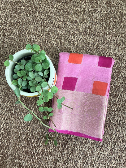 Pink soft silk saree(without blouse)