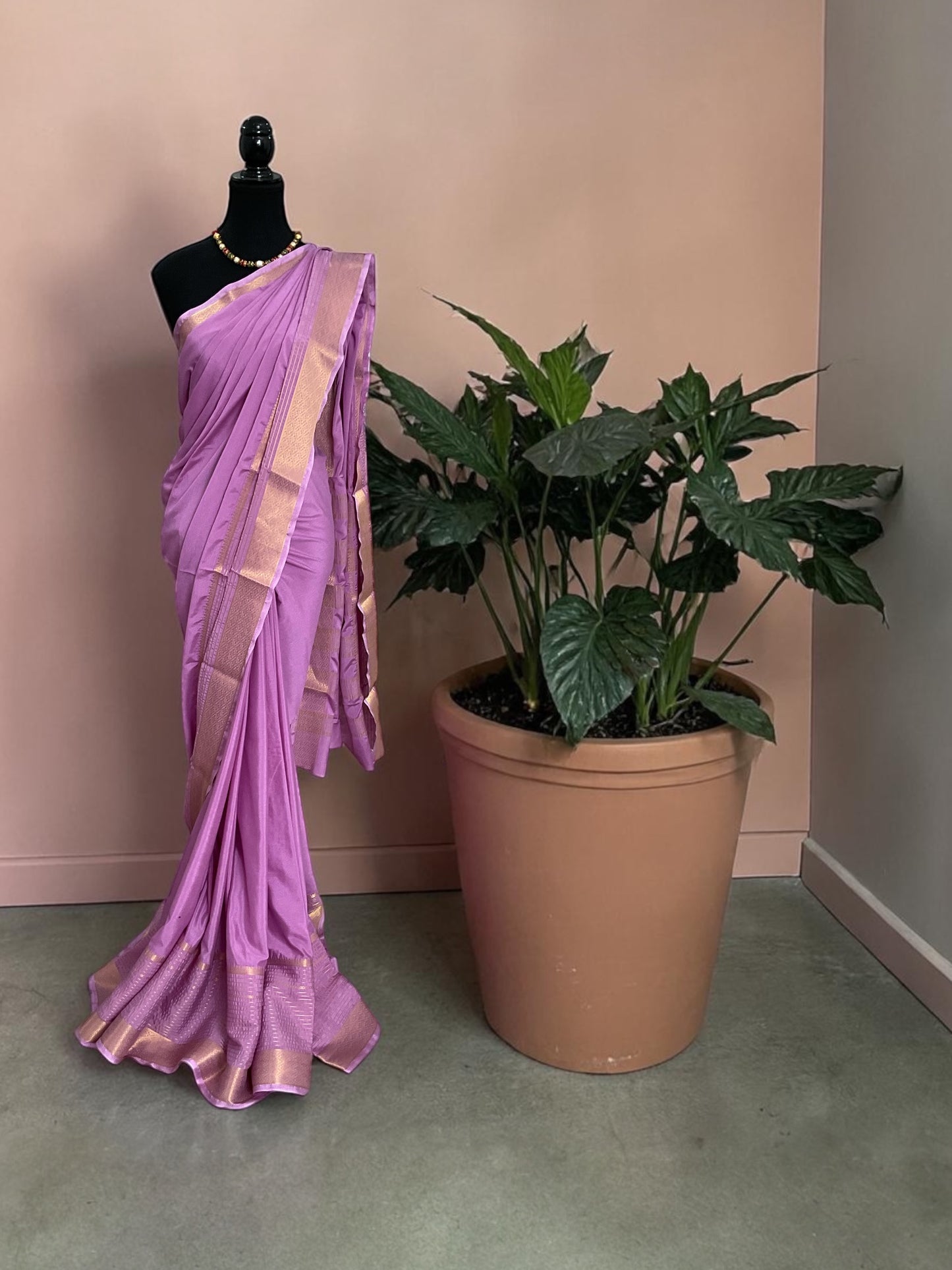 Semi Mysore crepe silk saree(pink)