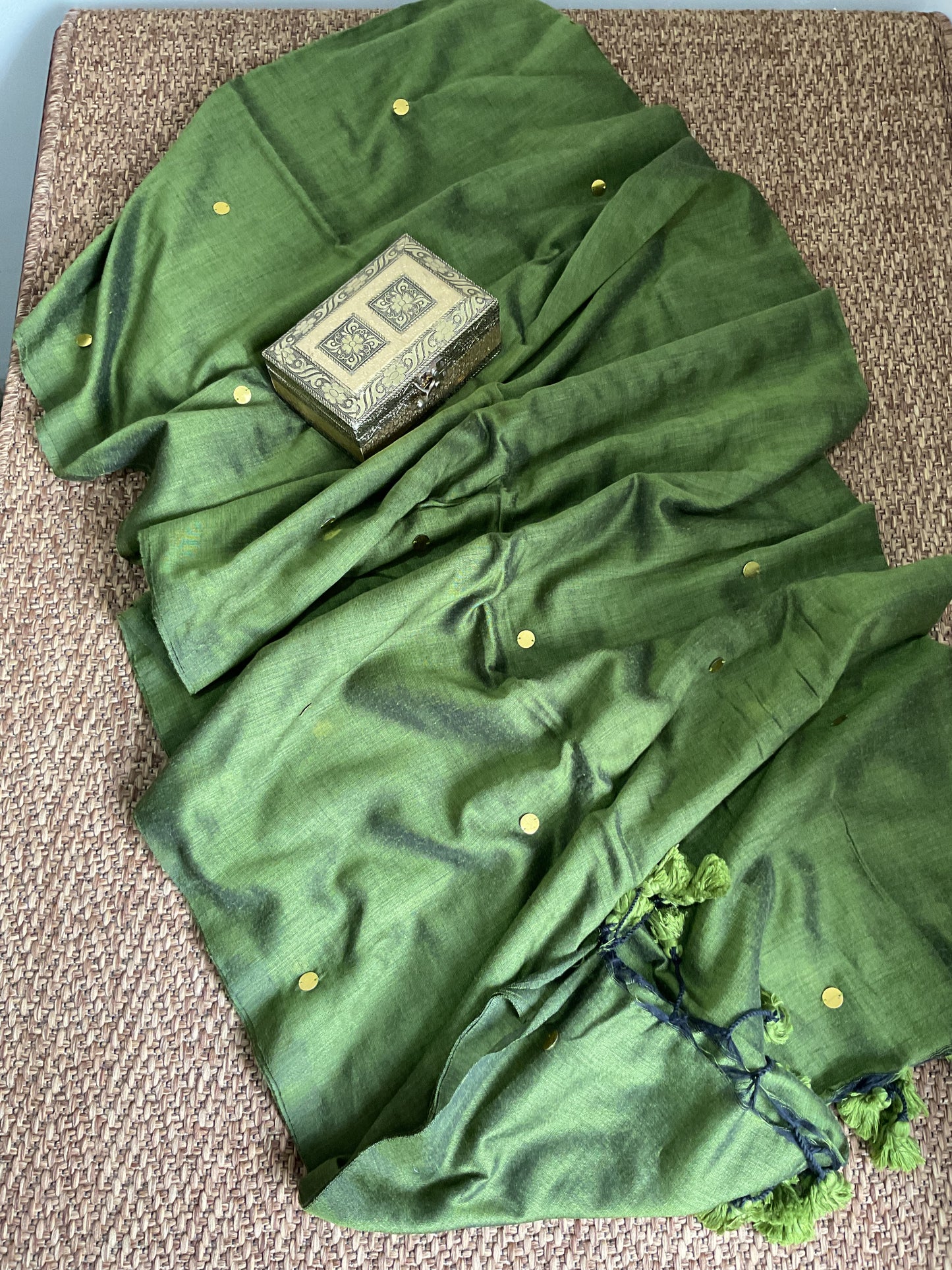 Cotton Gini saree(Green)