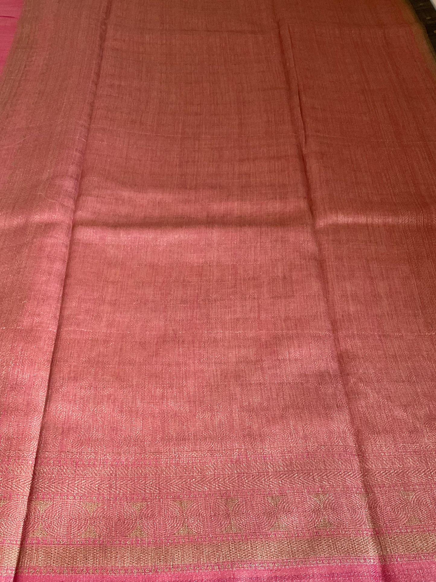 Tussar saree with Pink border (charcoal grey)