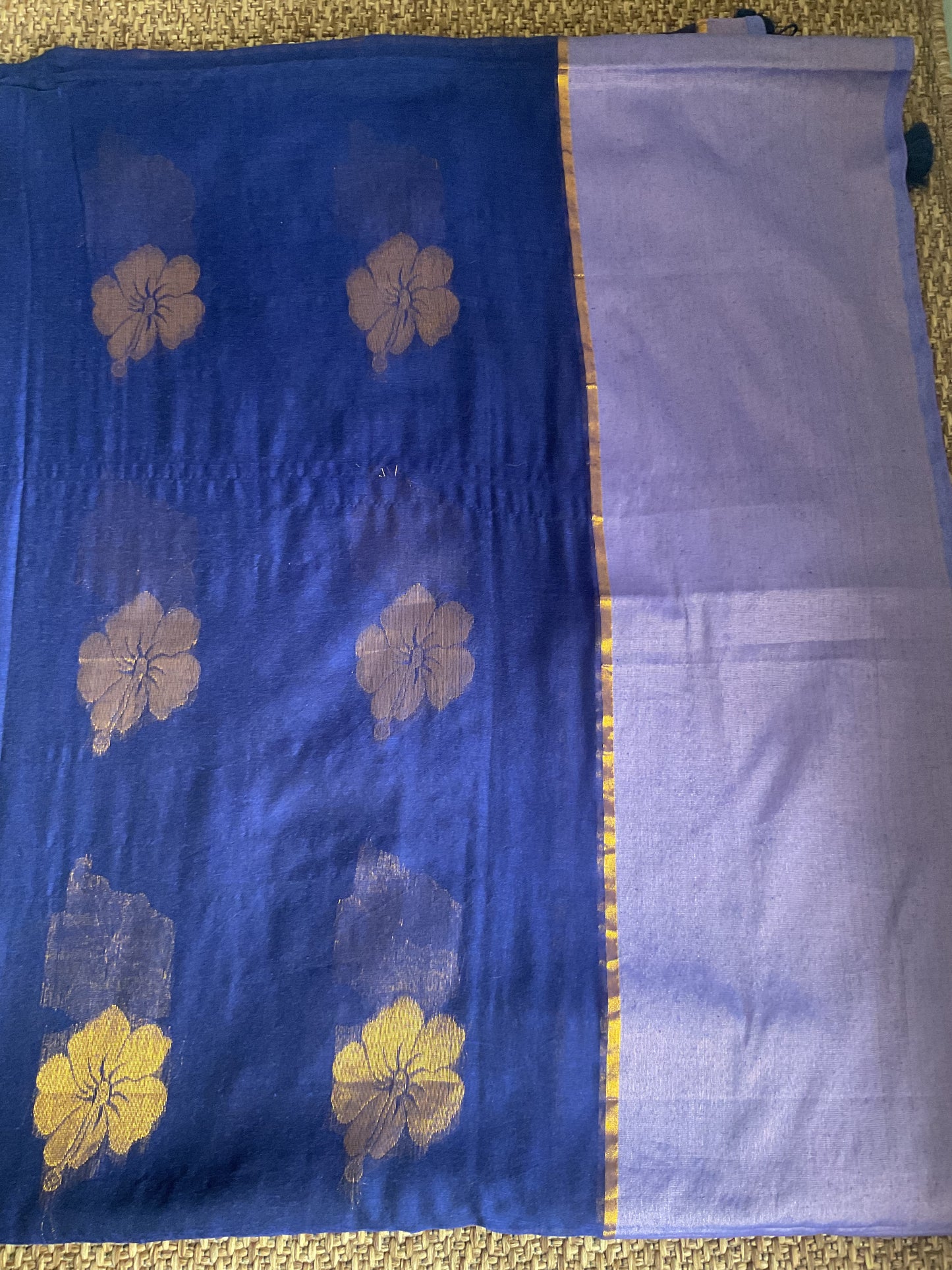 Mul cotton saree(Navy Blue)