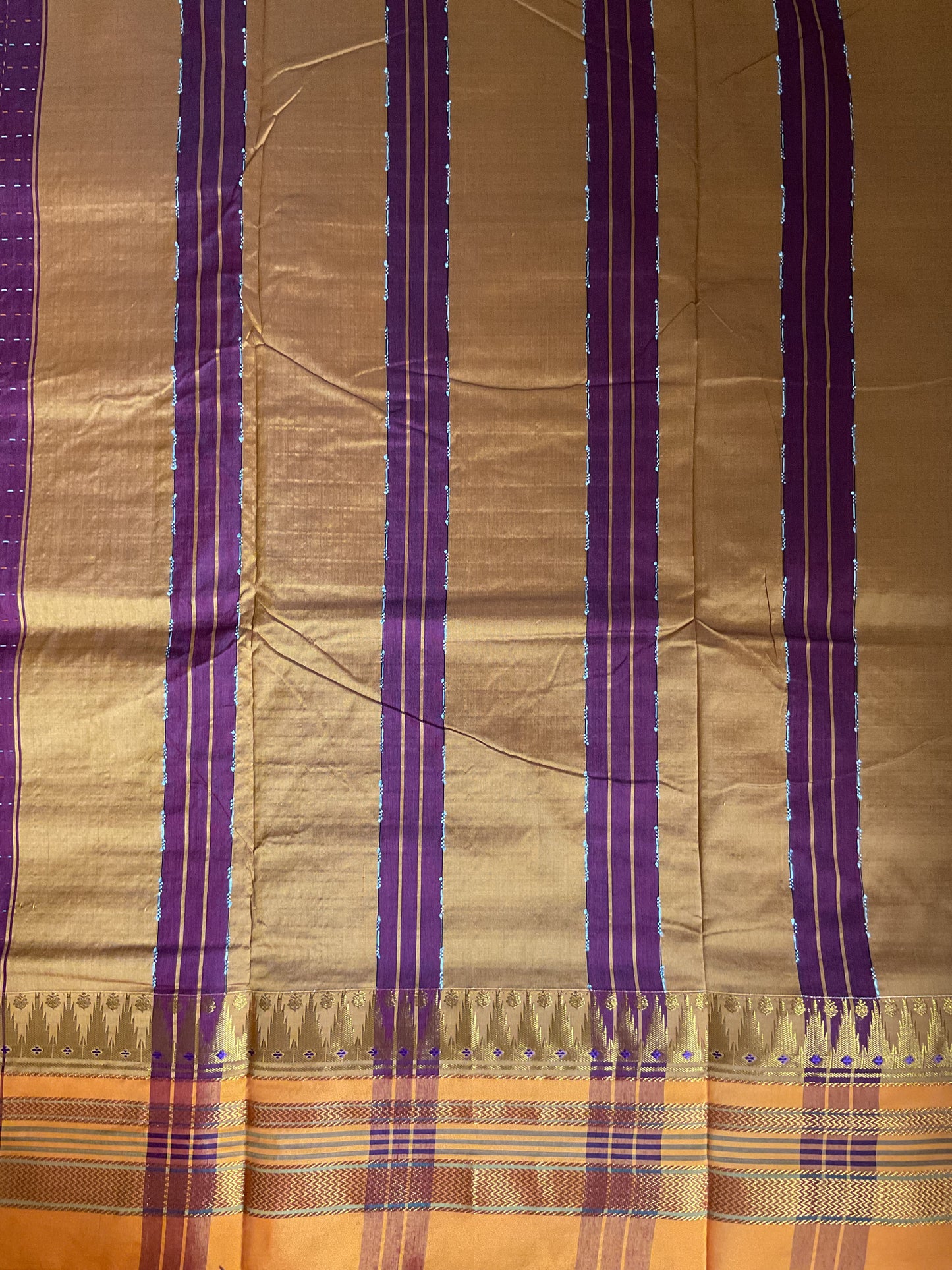 Mercerised Ilkal saree maroon with orange border