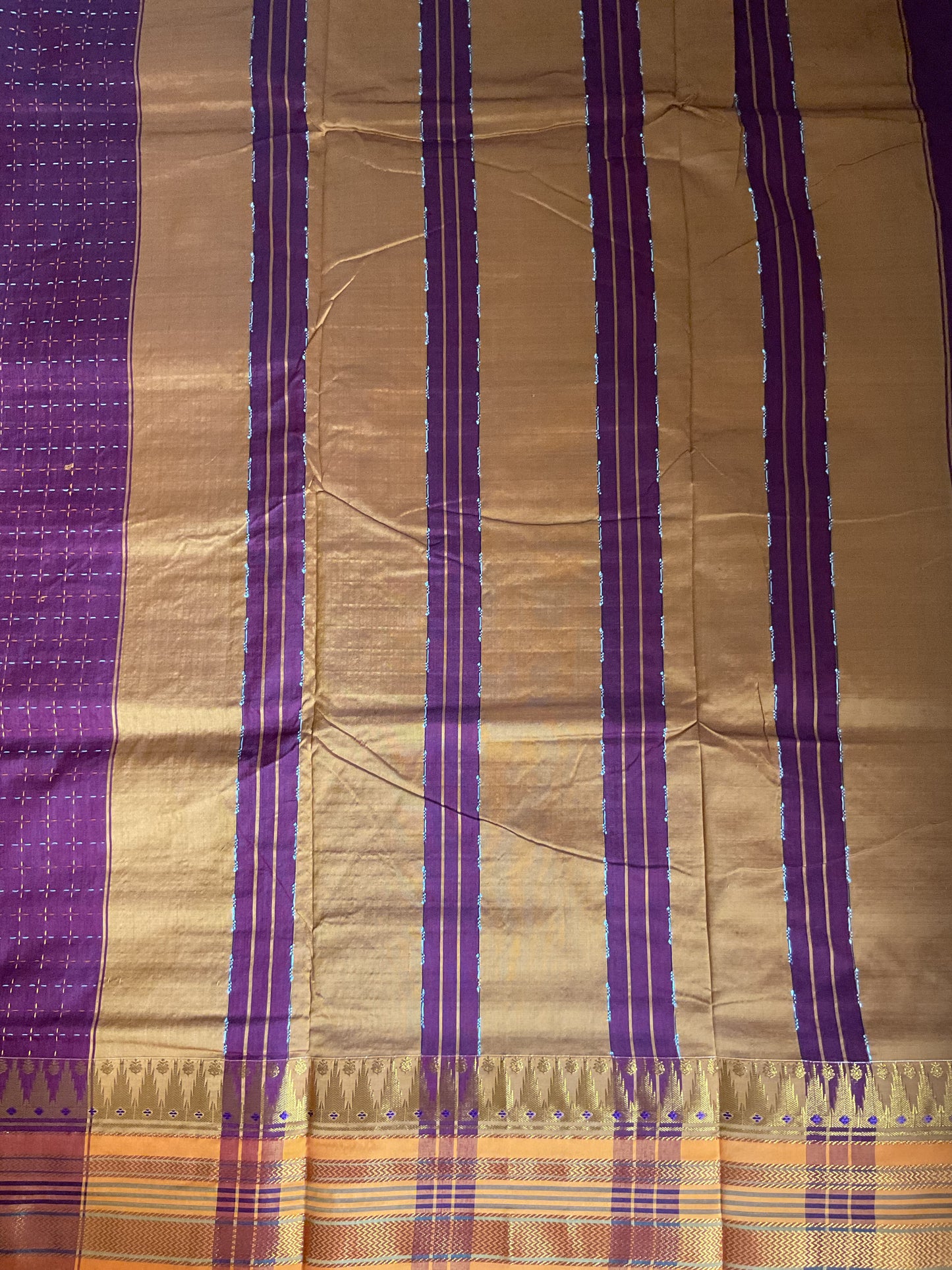 Mercerised Ilkal saree maroon with orange border