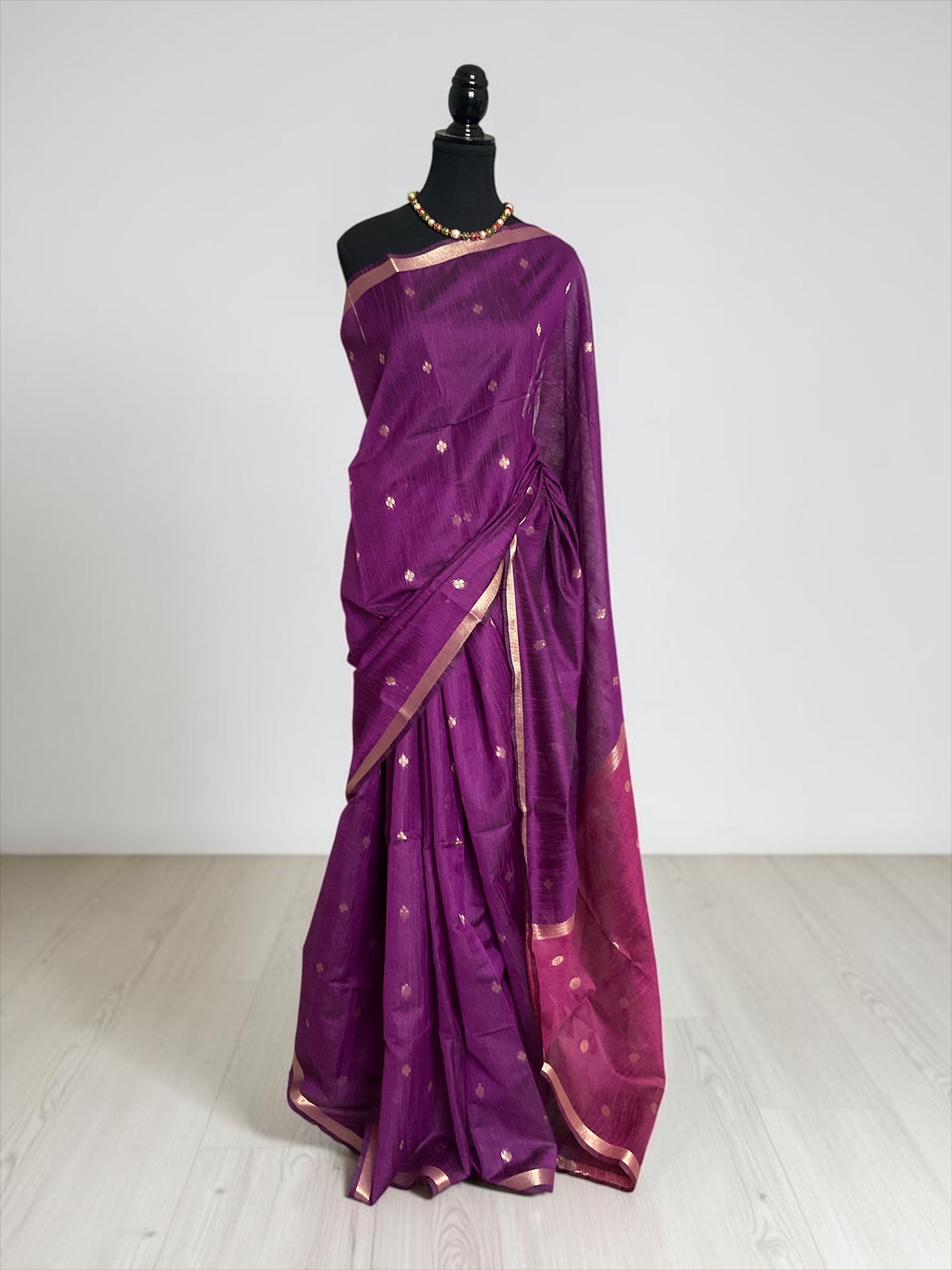 Maheshwari Cotton – Deep Wine with Antique Zari