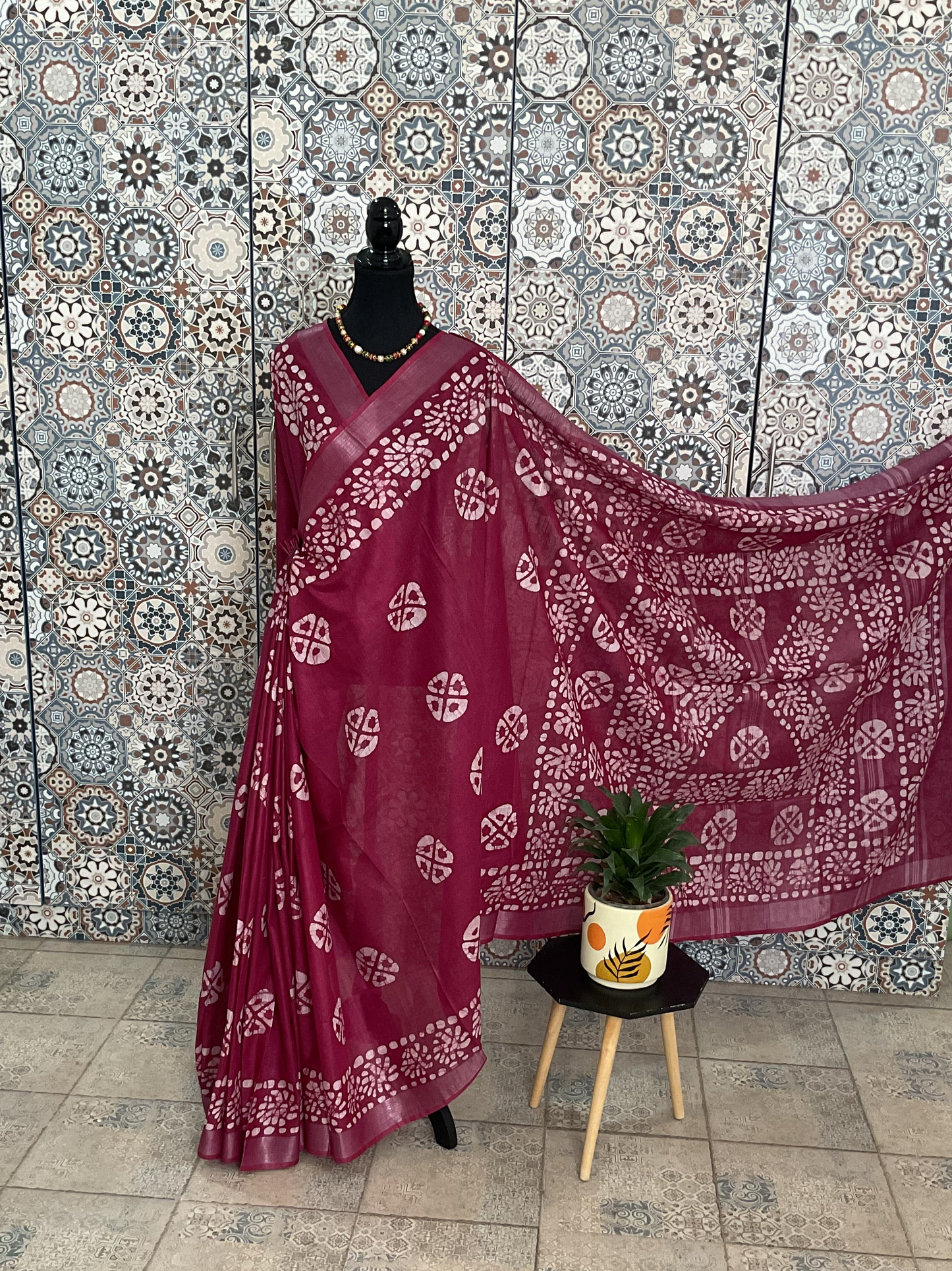 Wine colour Cotton saree