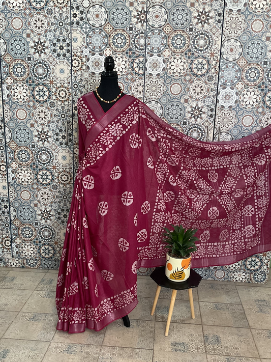 Wine colour Cotton saree