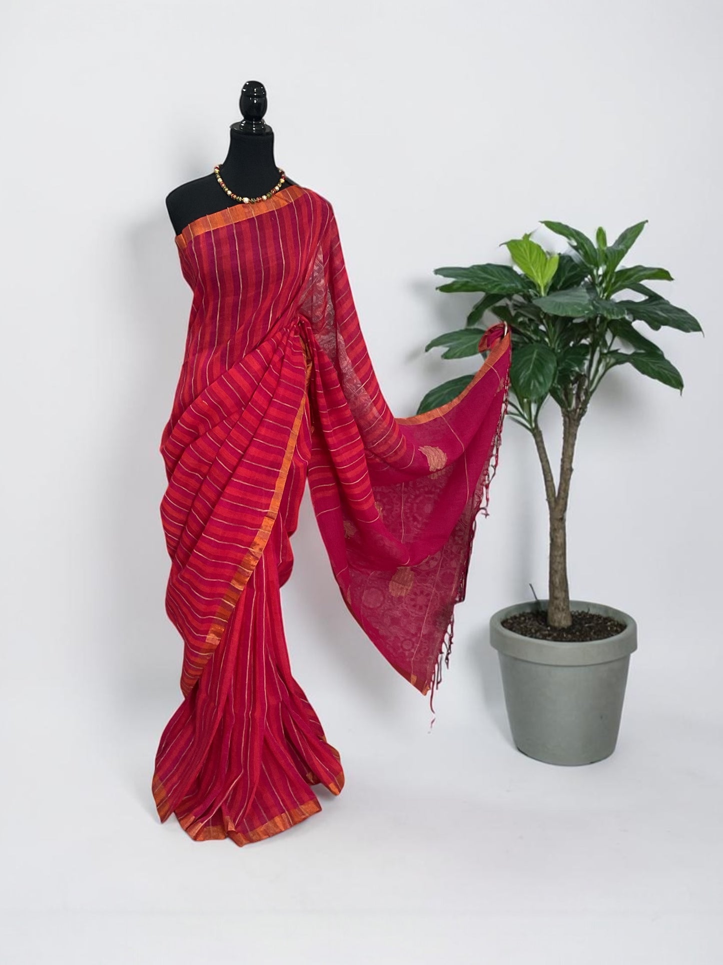 Handloom Linen saree(pink)