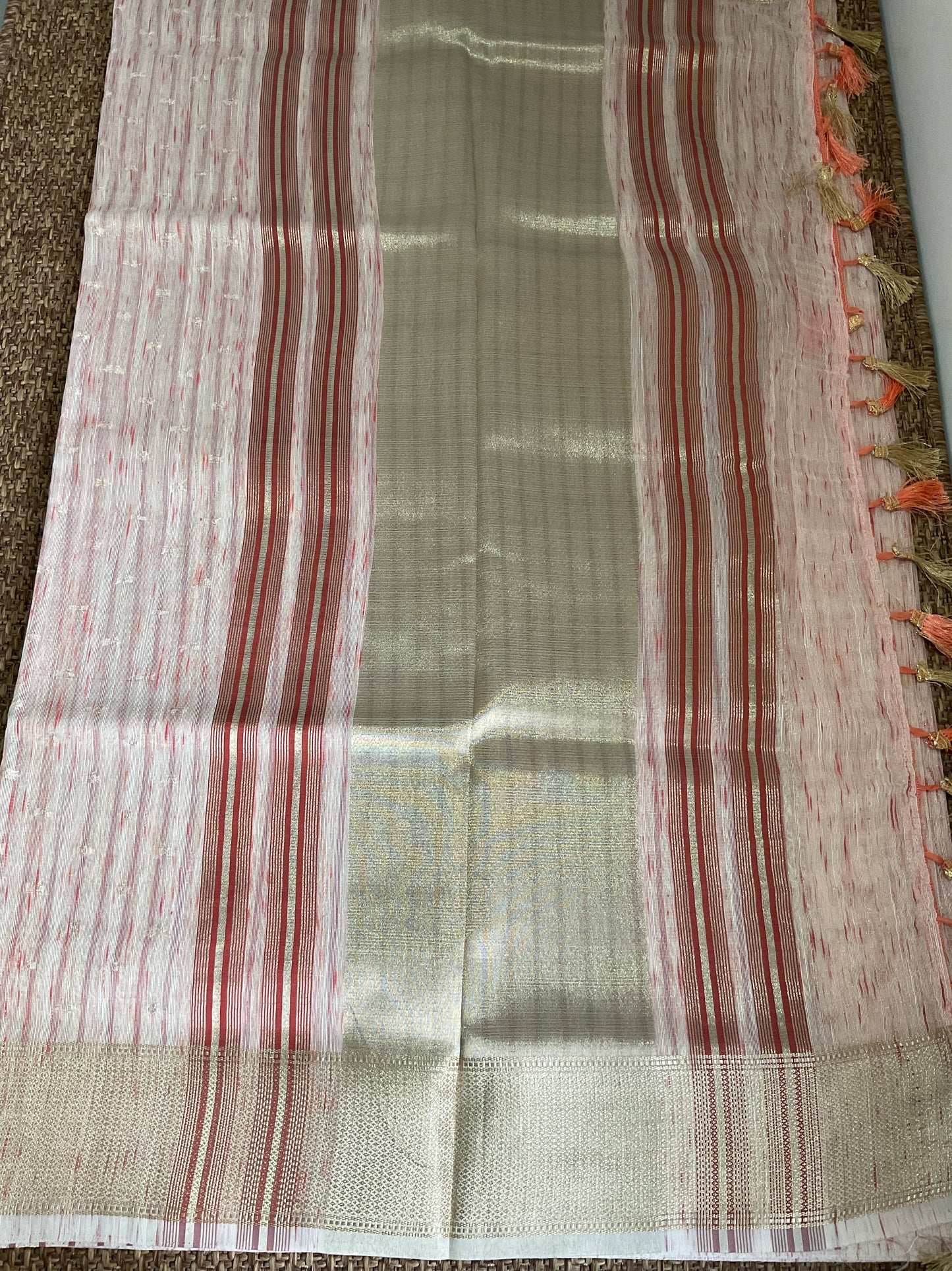 Cotton Linen saree(Peach blush)