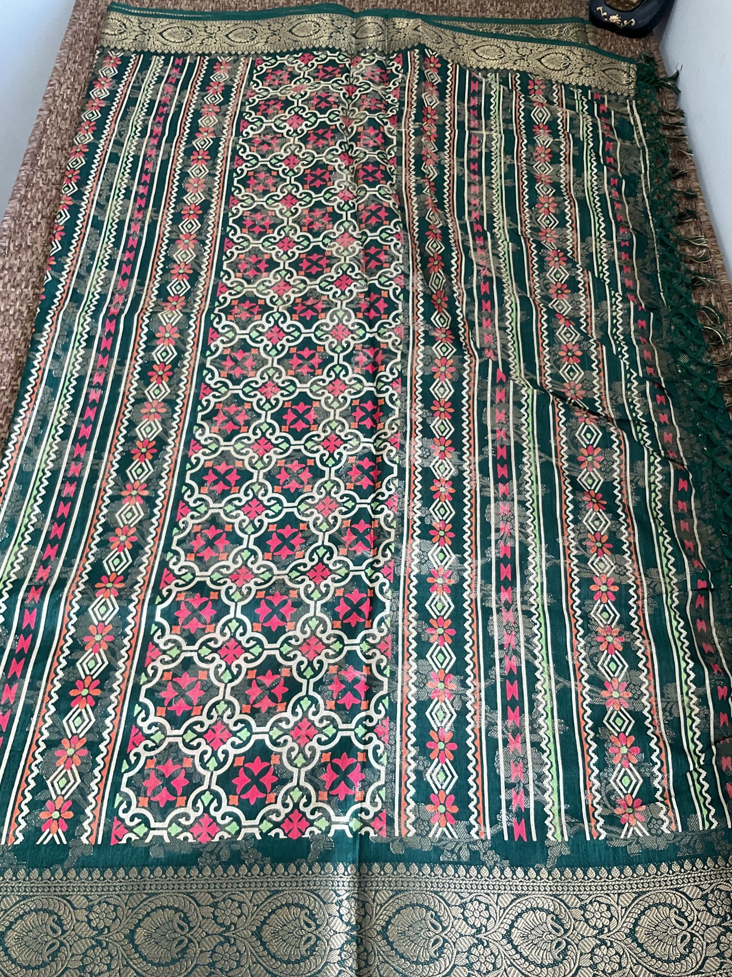 Fancy Floral Zari Weaving Saree(Green)| Elegant Festive Collection