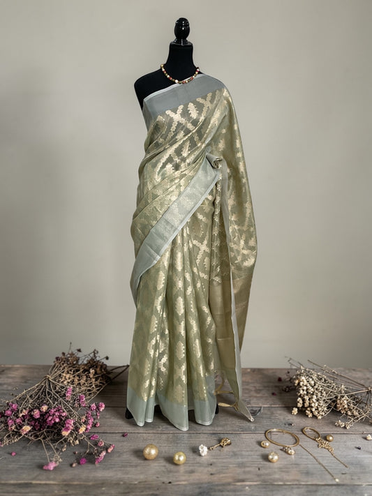 Kota tissue saree( Sage green)