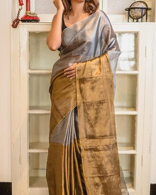 Raaga tissue saree( Gold with silver)