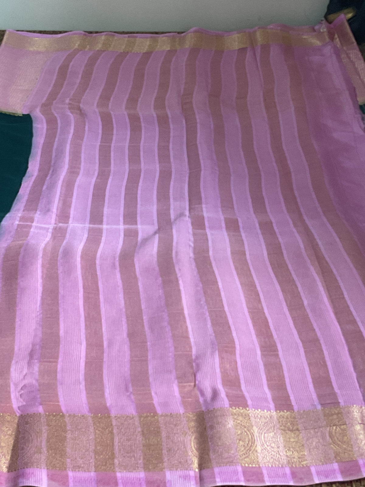 Semi Mysore silk saree(Green with Pink)