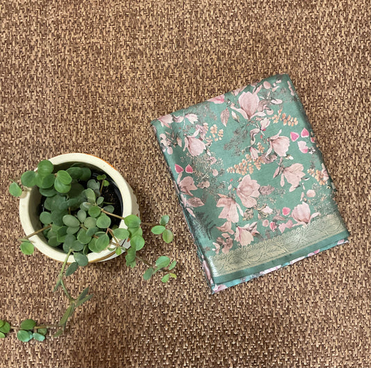 Green Fancy printed saree(08))