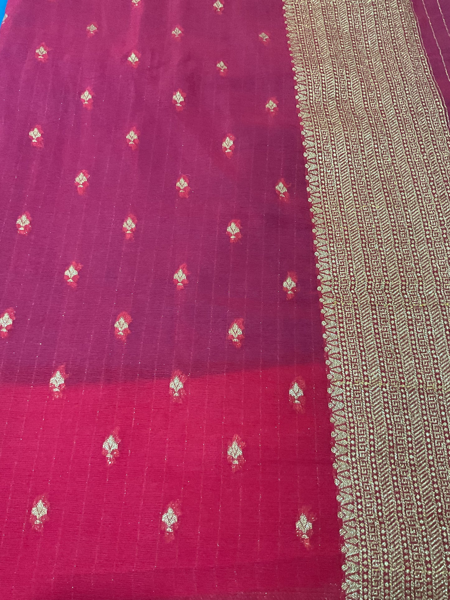 Premium Banarasi stripes georgette saree(Blue)
