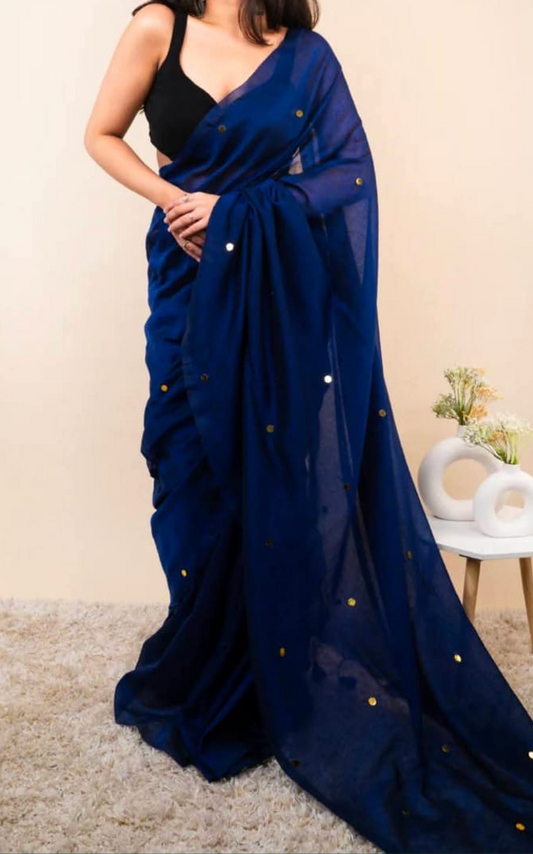 Gini cotton saree( Dark blue)
