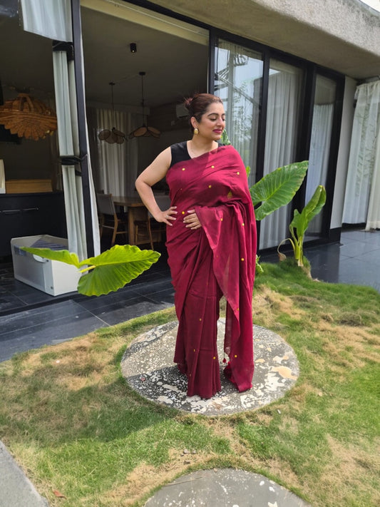 Cotton Gini saree(maroon)