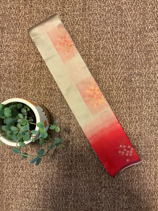 Meena cream with red semi soft silk saree