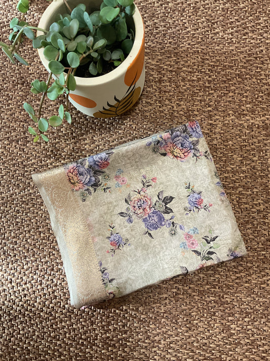 Cream Fancy printed saree(10)