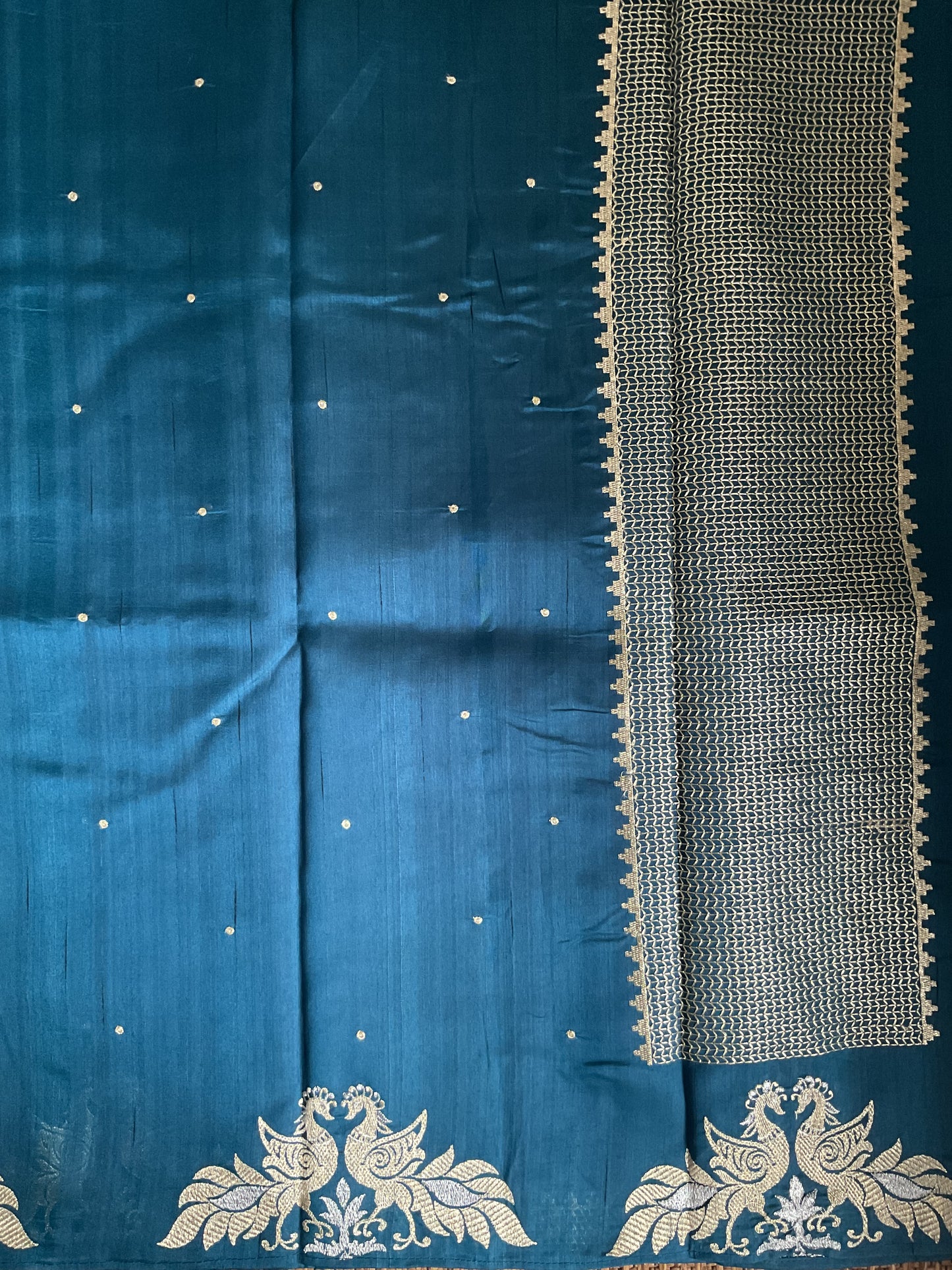 Tussar blue saree