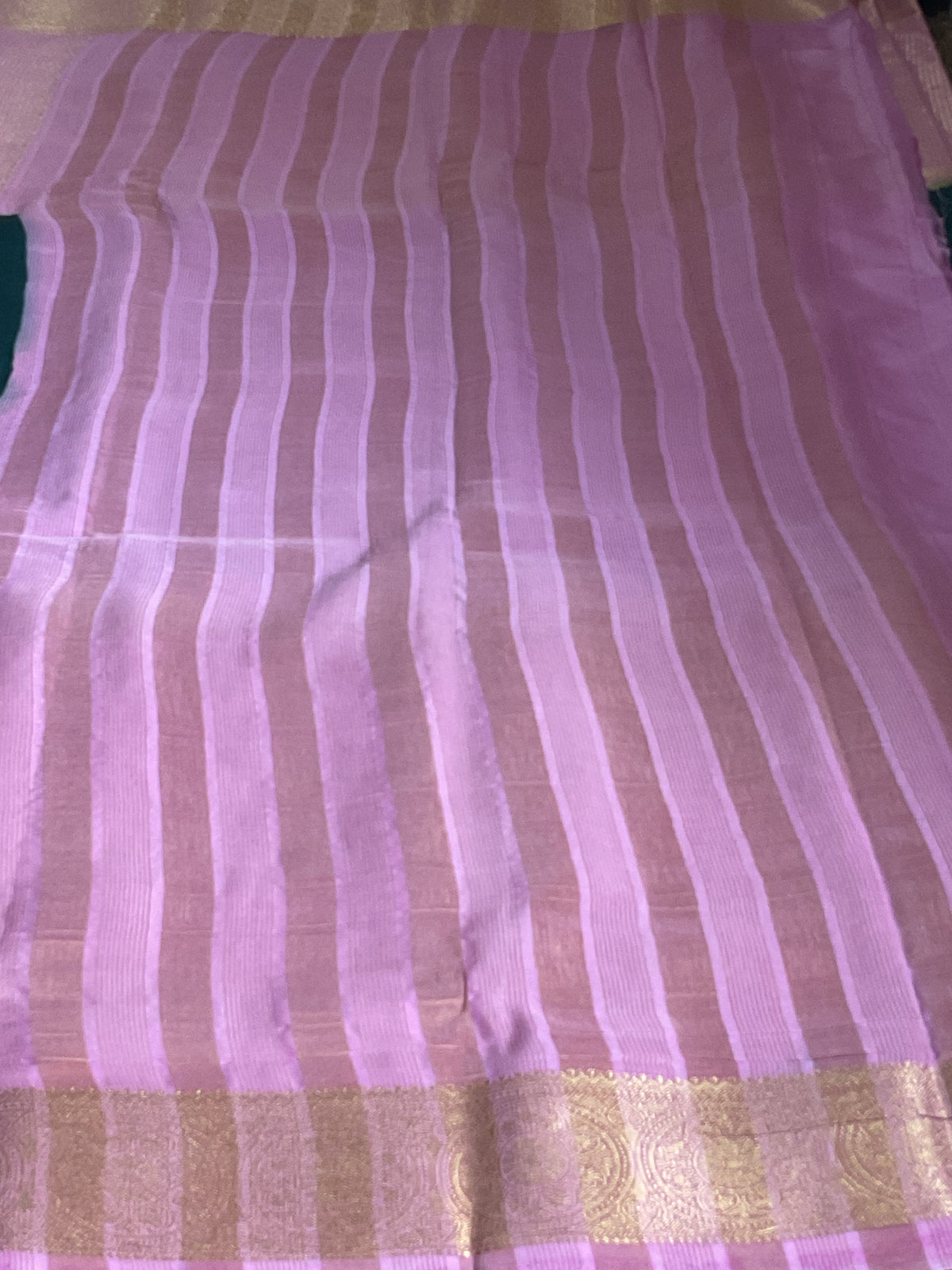 Semi Mysore silk saree(Green with Pink)