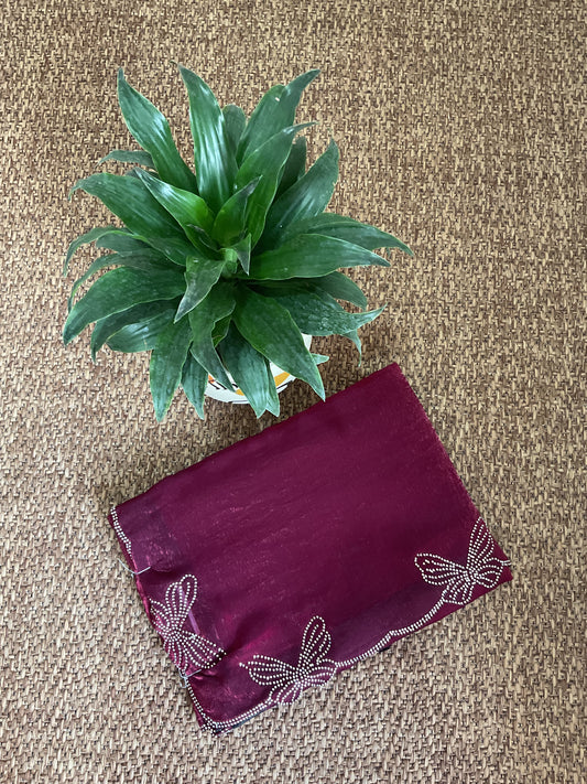 Space silk Butterfly saree(Royal wine)