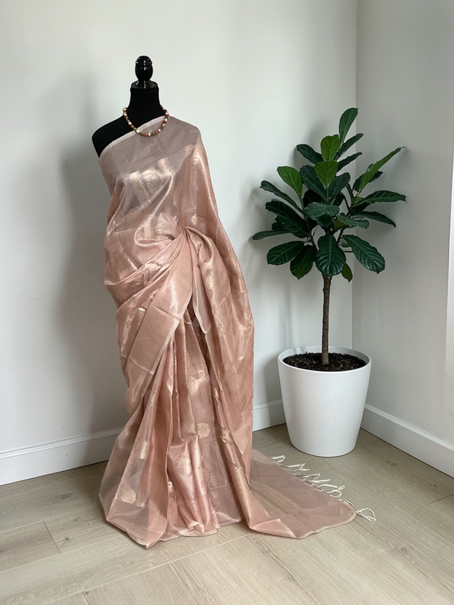 Kota Tissue Saree(Blush Rose pink)