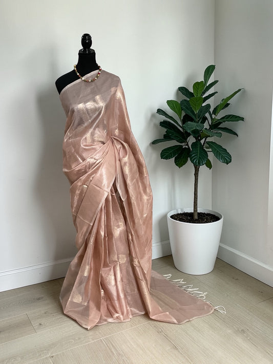 Kota Tissue Saree(Blush Rose pink)