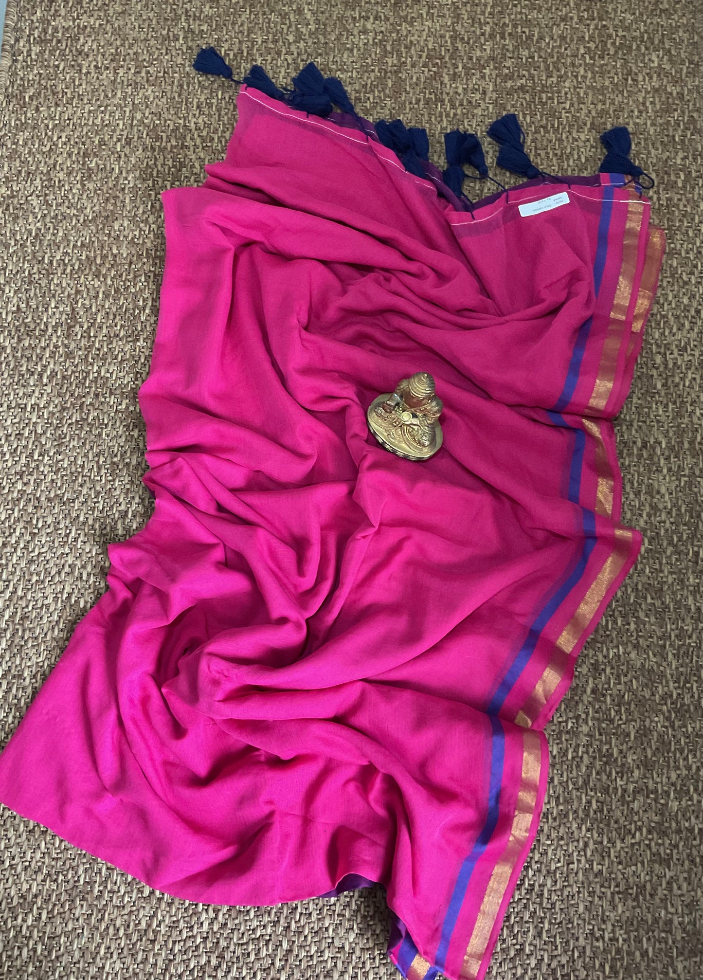 Mul cotton saree(pink with purple)