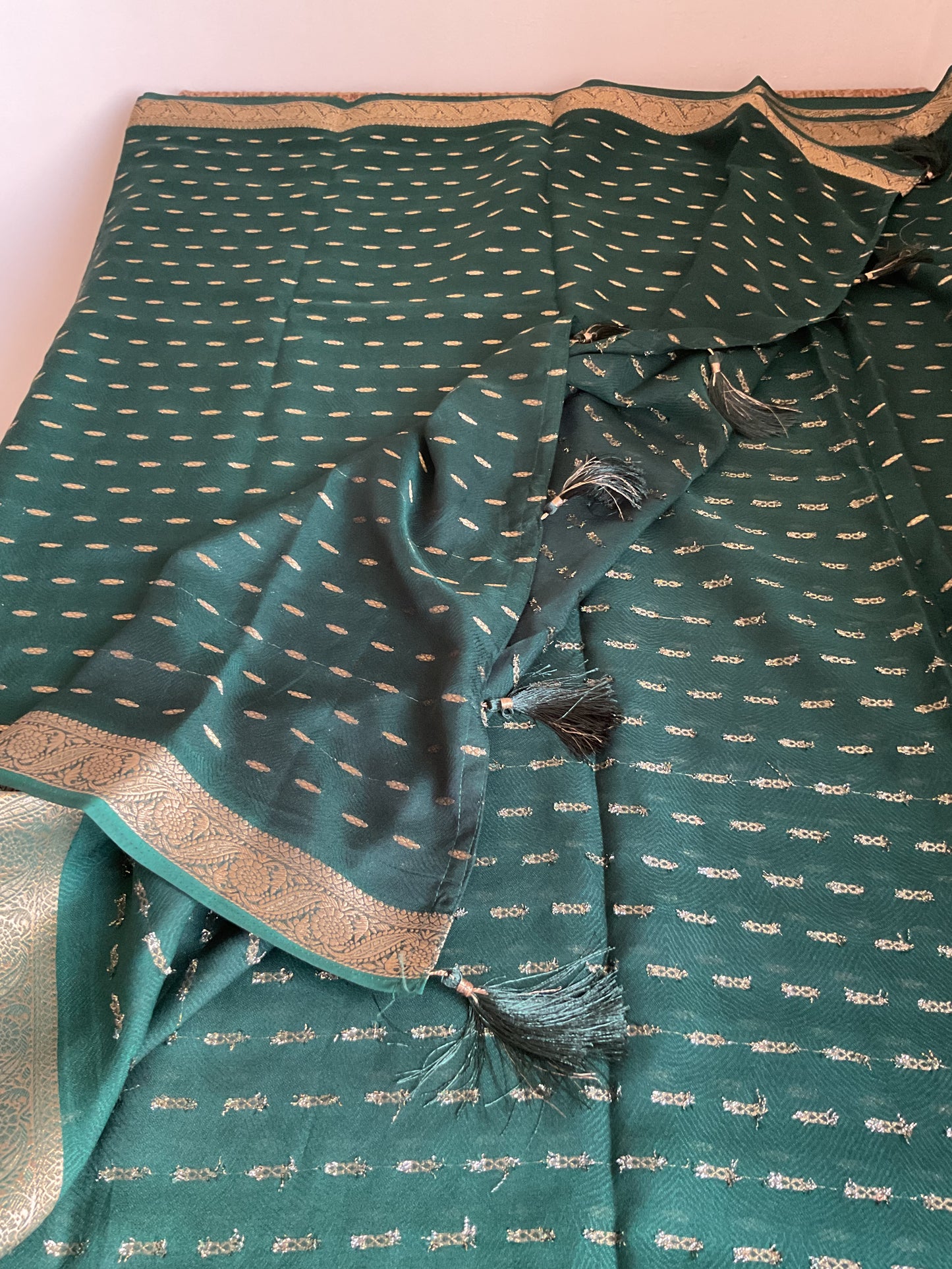 Walnut Silk Georgette saree(Green)