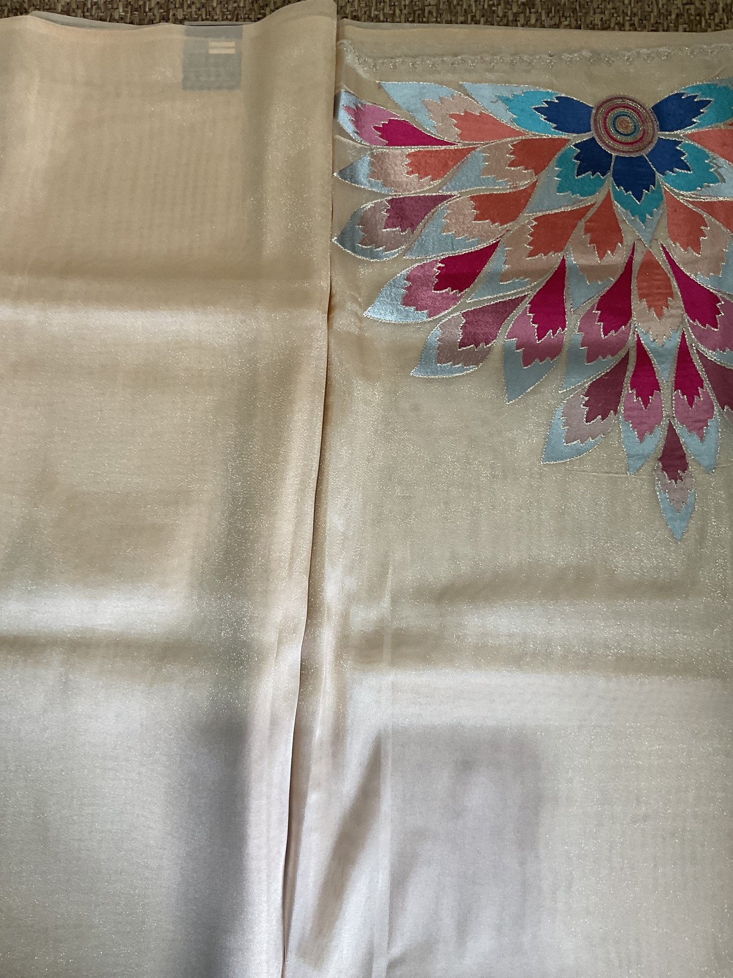 Designer embroidered organza saree(Ivory)