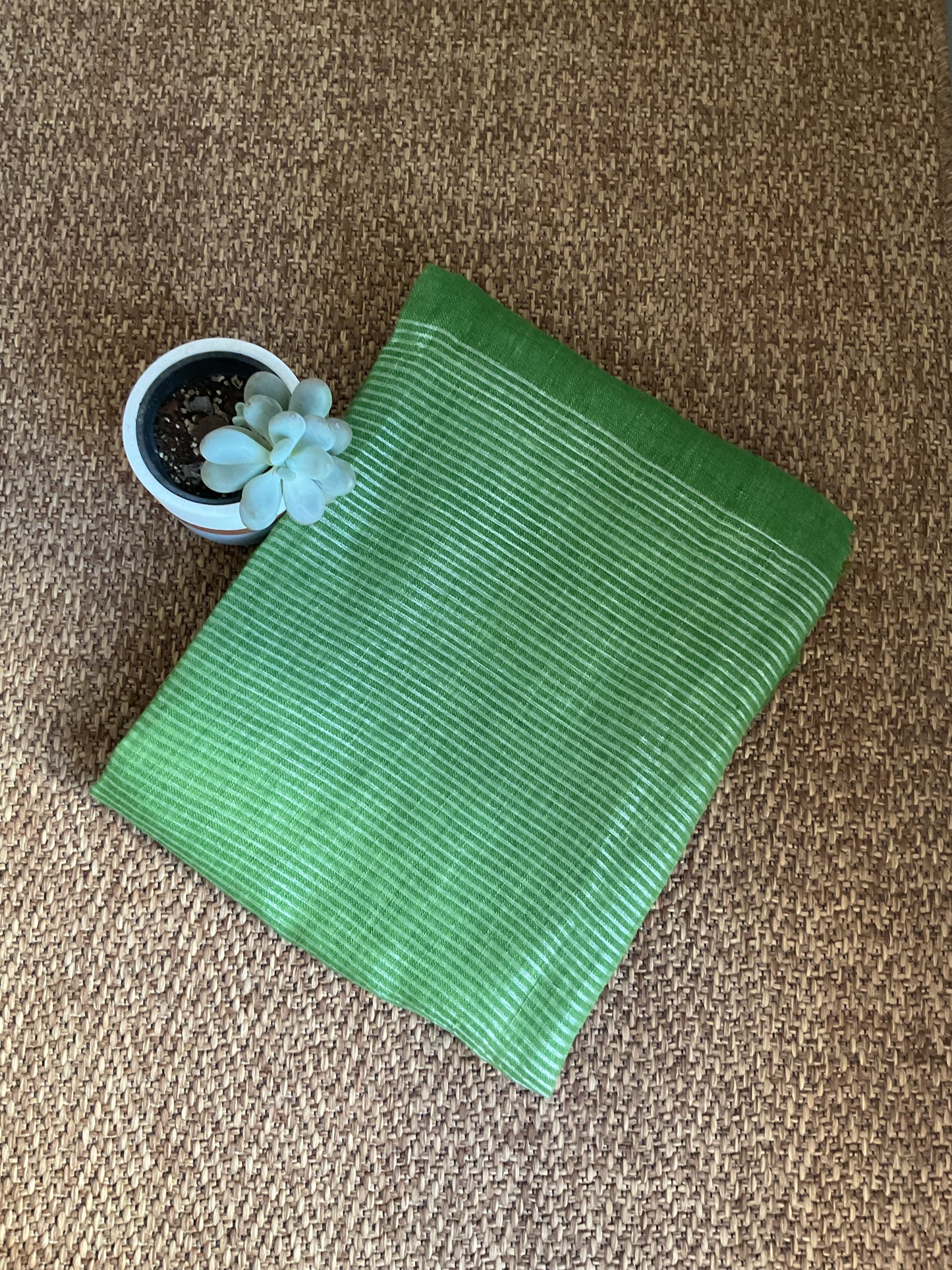 Handloom Linen saree(light Green)