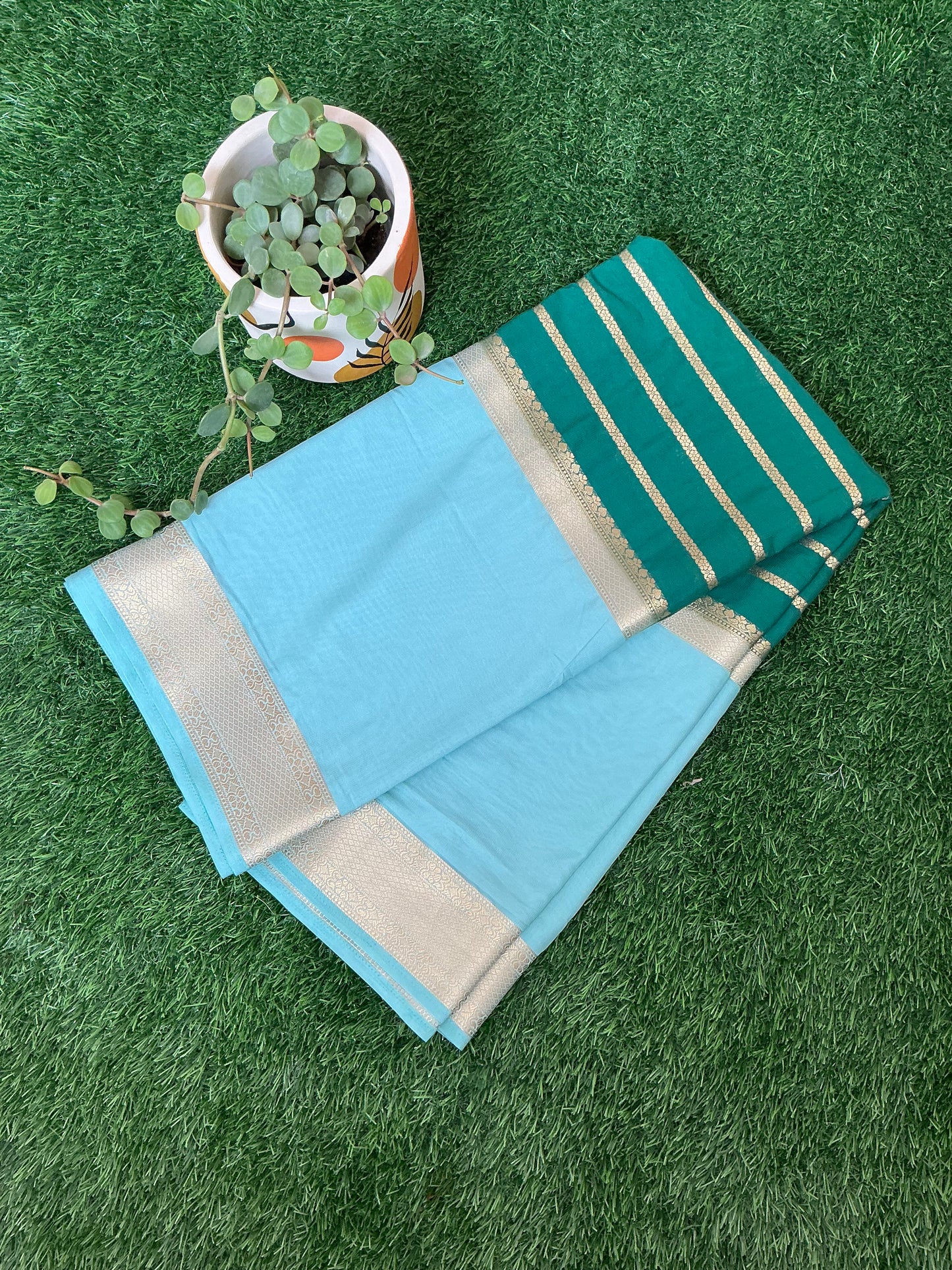 Semi Mysore silk crepe saree(Green)