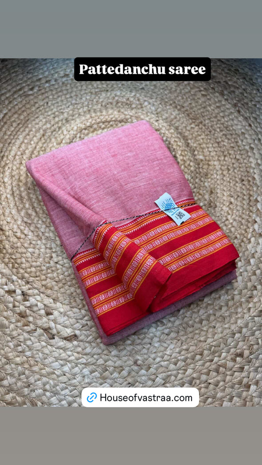 Handloom Pattedanchu Cotton Saree with Traditional Ilkal Border | Lightweight & Elegant