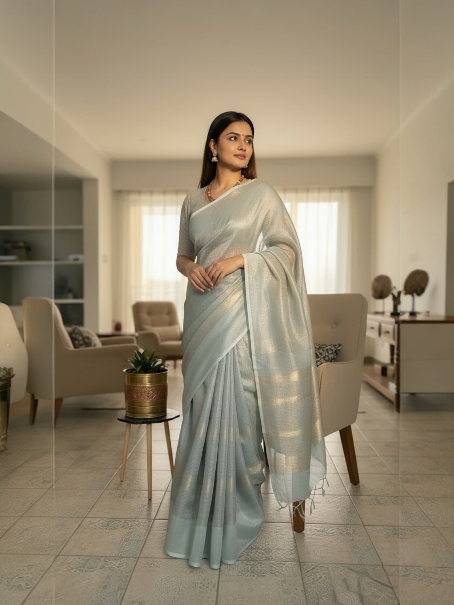 Kota Tissue sarees(light blue)