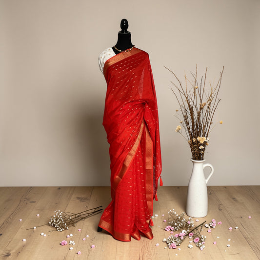 Walnut silk Georgette saree(orange)