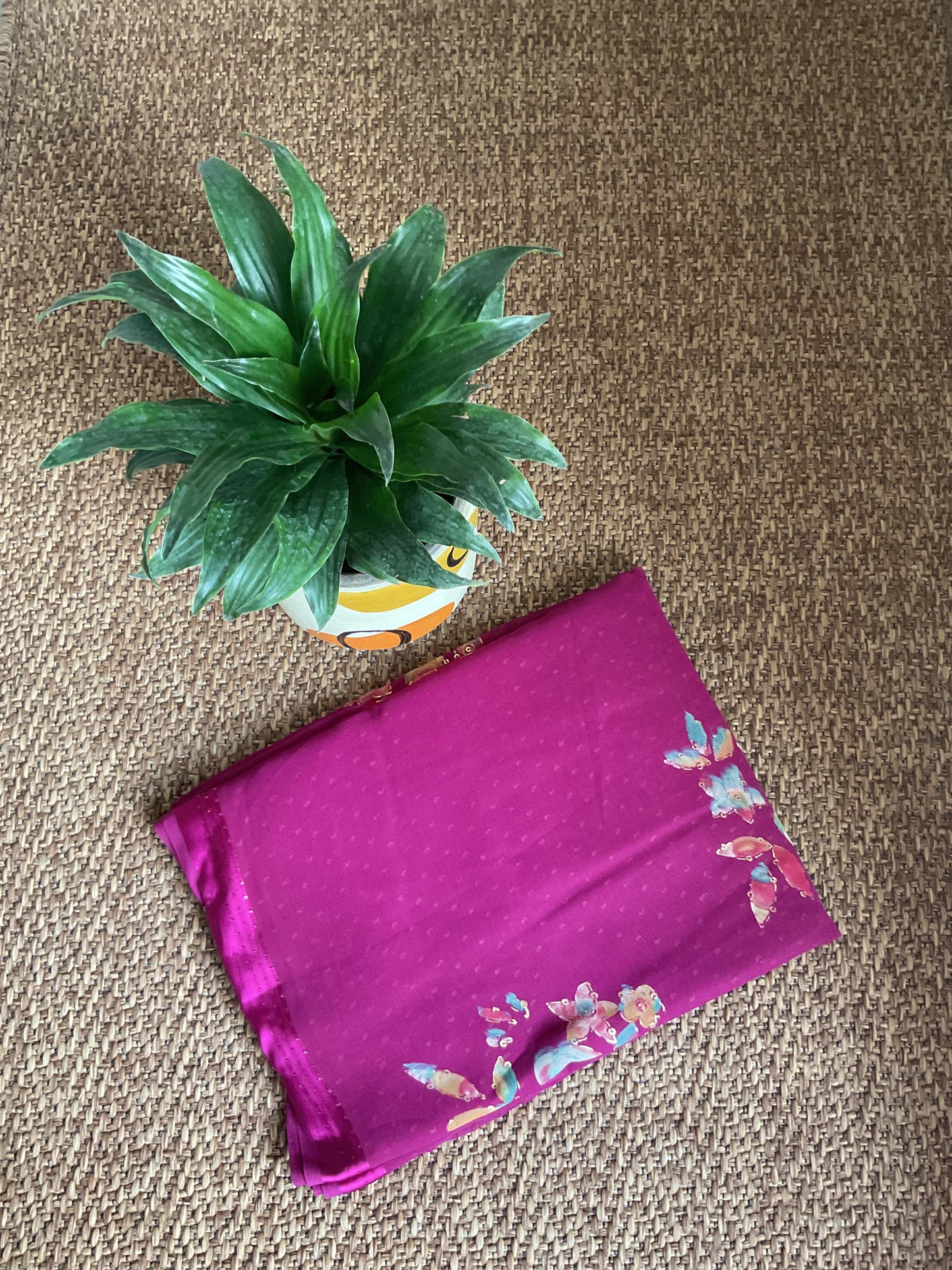 Purple chiffon saree