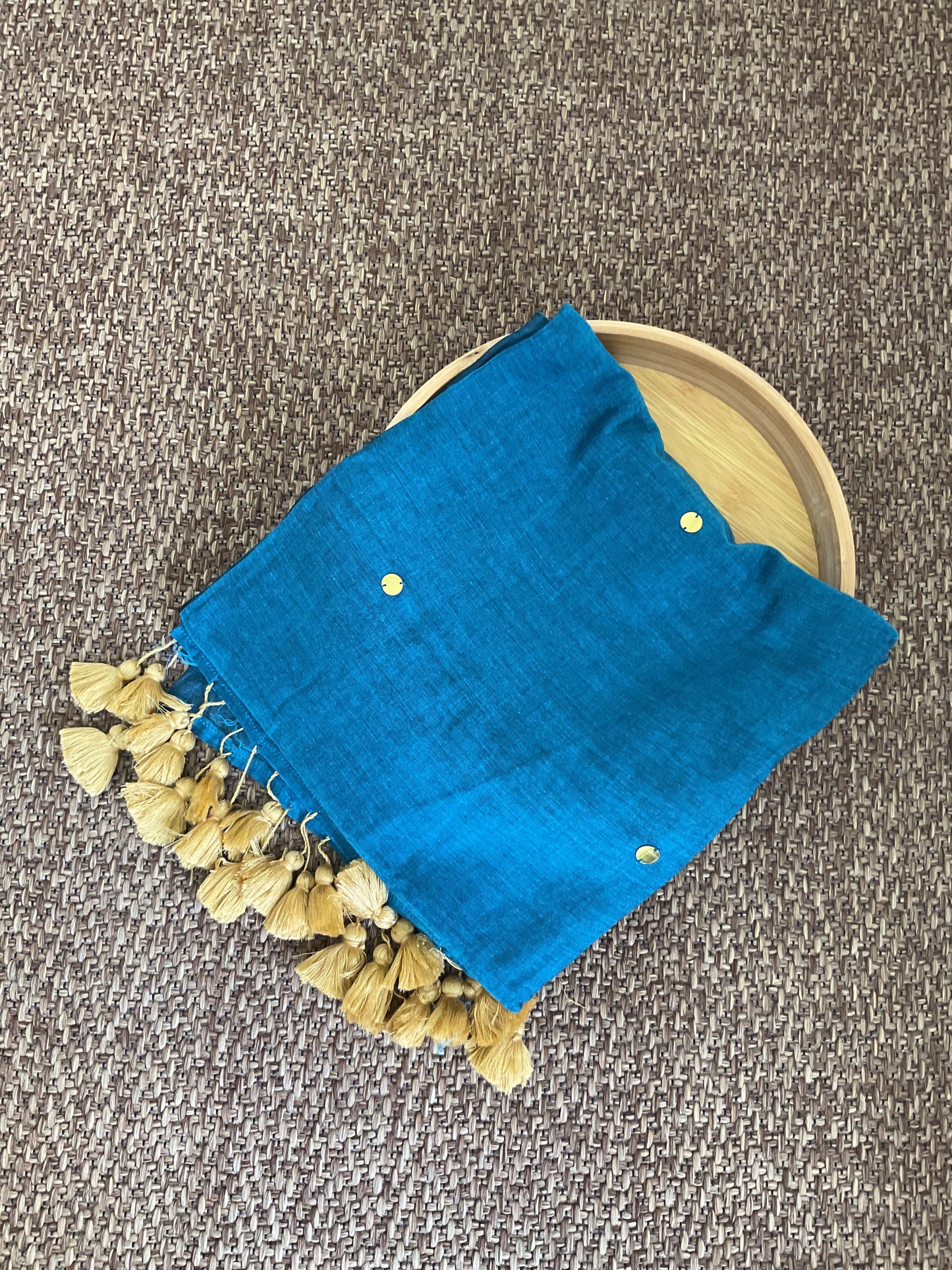 Gini Mul cotton saree(Teal blue)