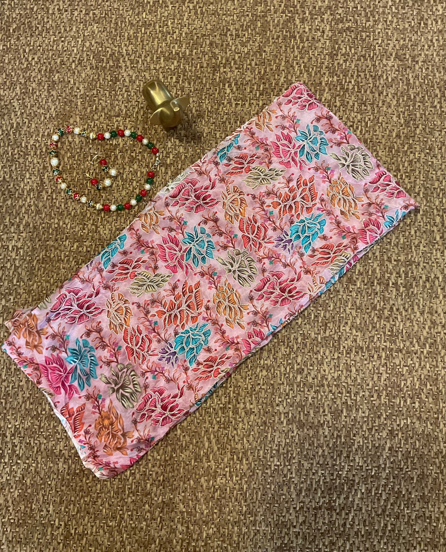 Pink floral blouse fabric