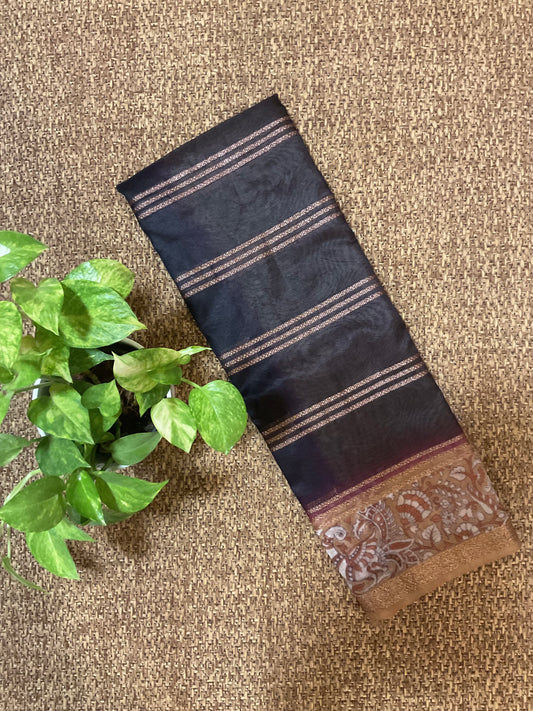 Fancy organza Kalamkari saree