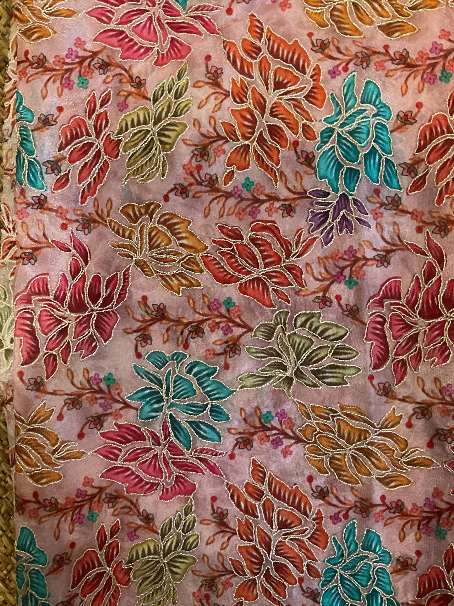 Pink floral blouse fabric