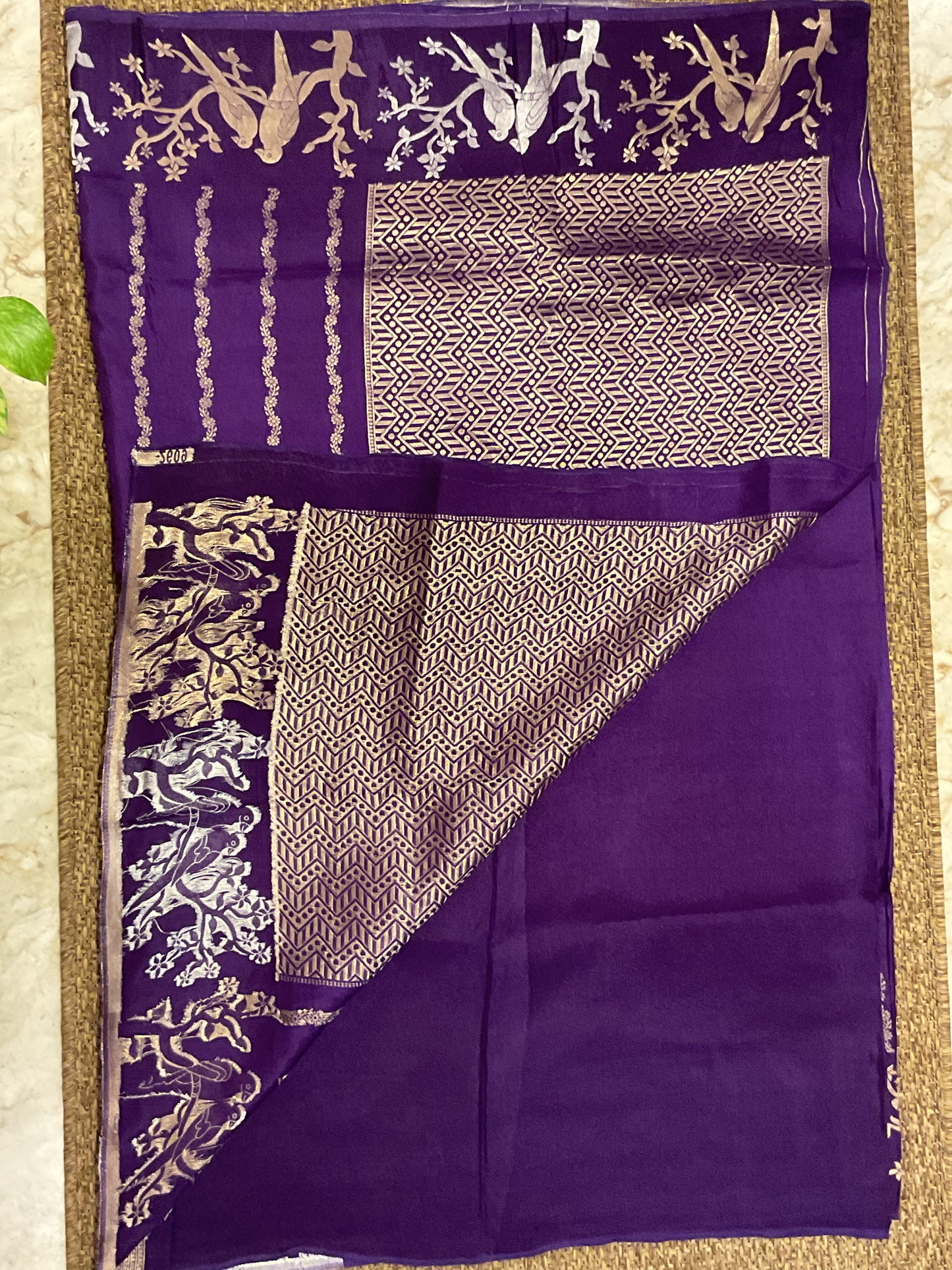 Purple Dola silk fancy saree