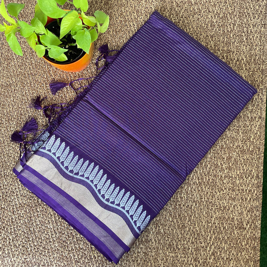 Dola silk stripes saree(Purple)
