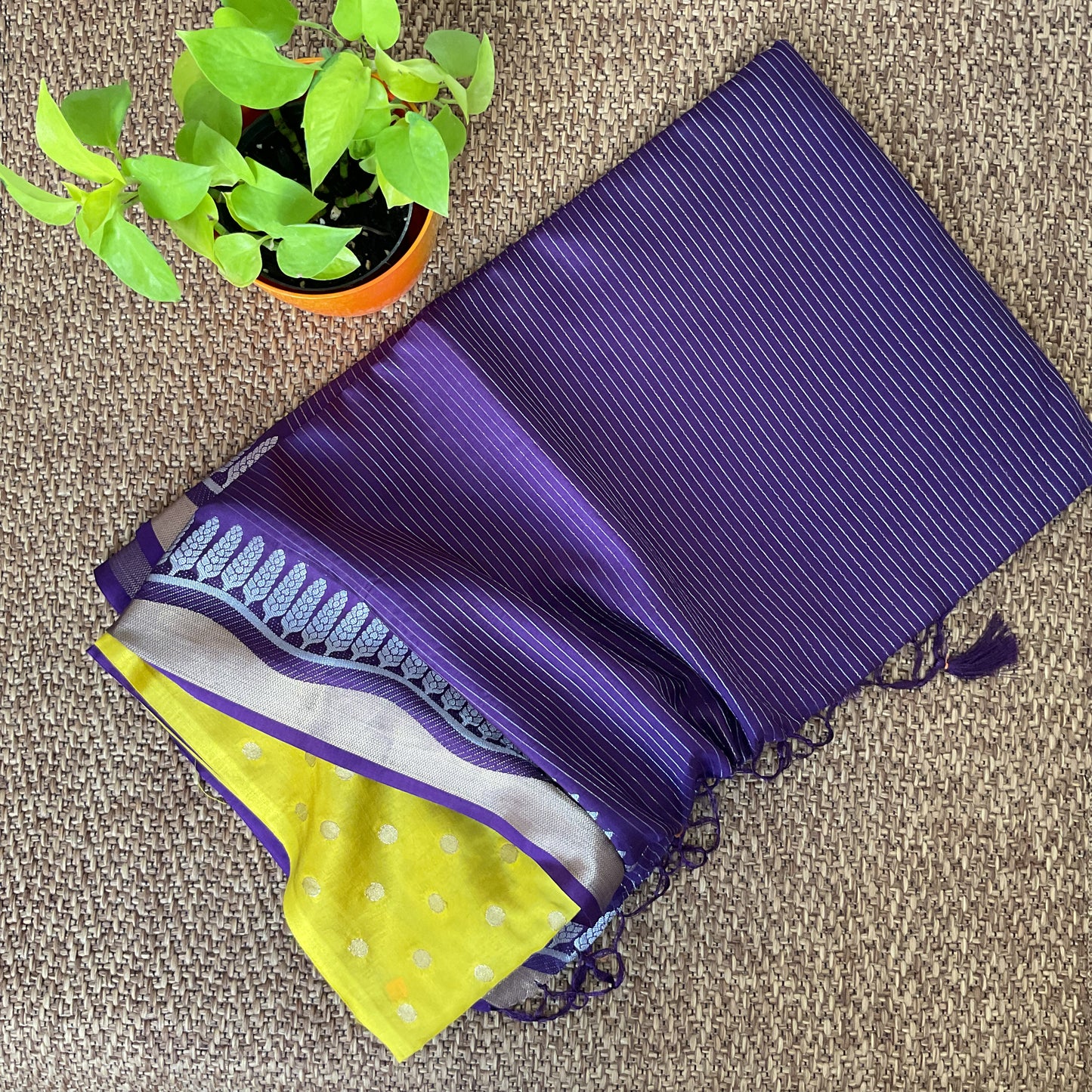 Dola silk stripes saree(Purple)