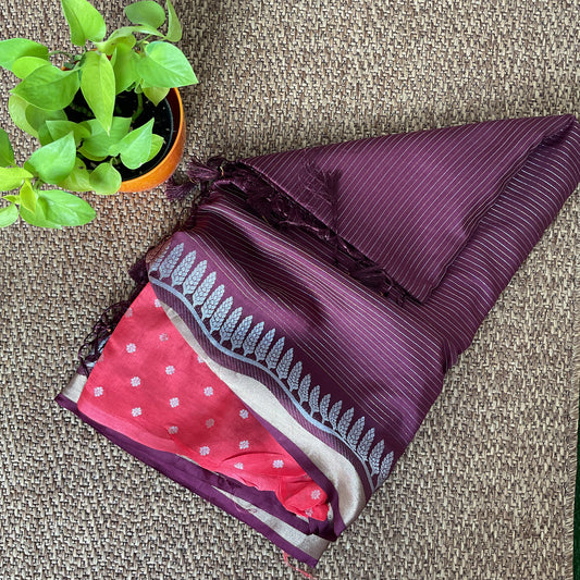 Dola silk wine stripes saree
