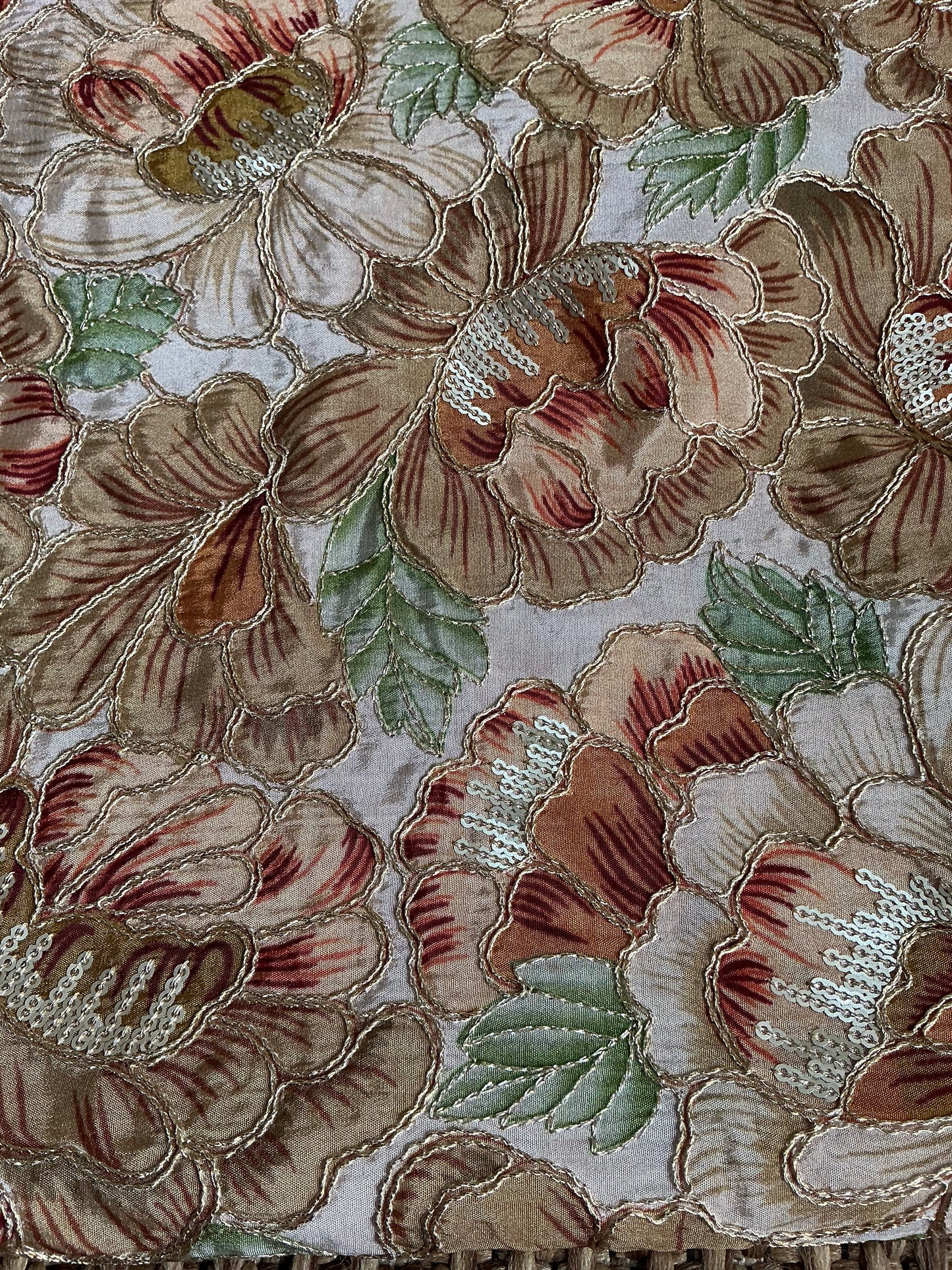 Peach &rust dola silk blouse fabric