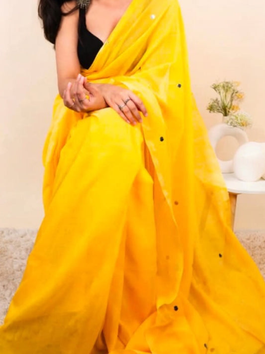 Gini cotton saree(yellow)
